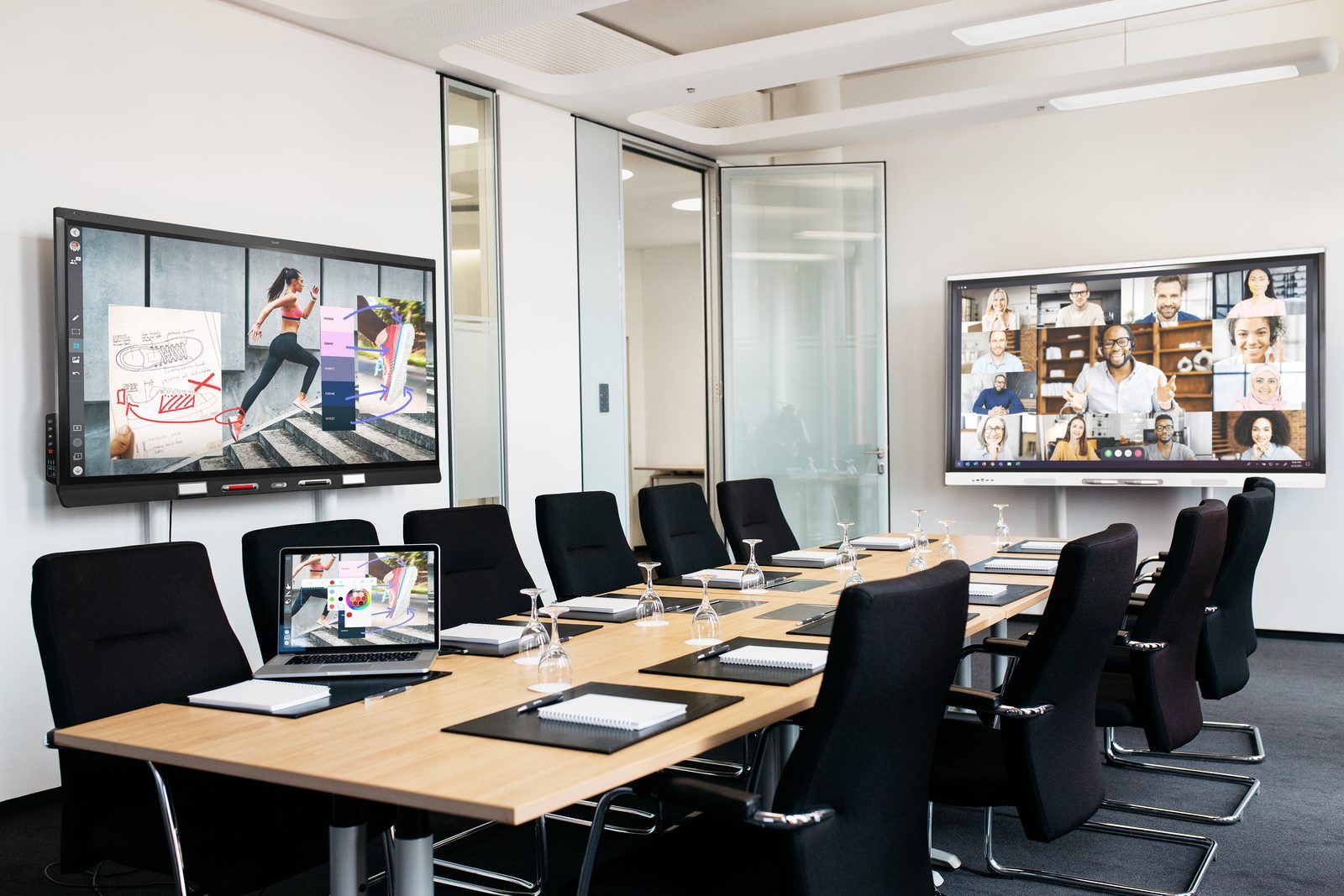 Boardroom on a hybrid video call