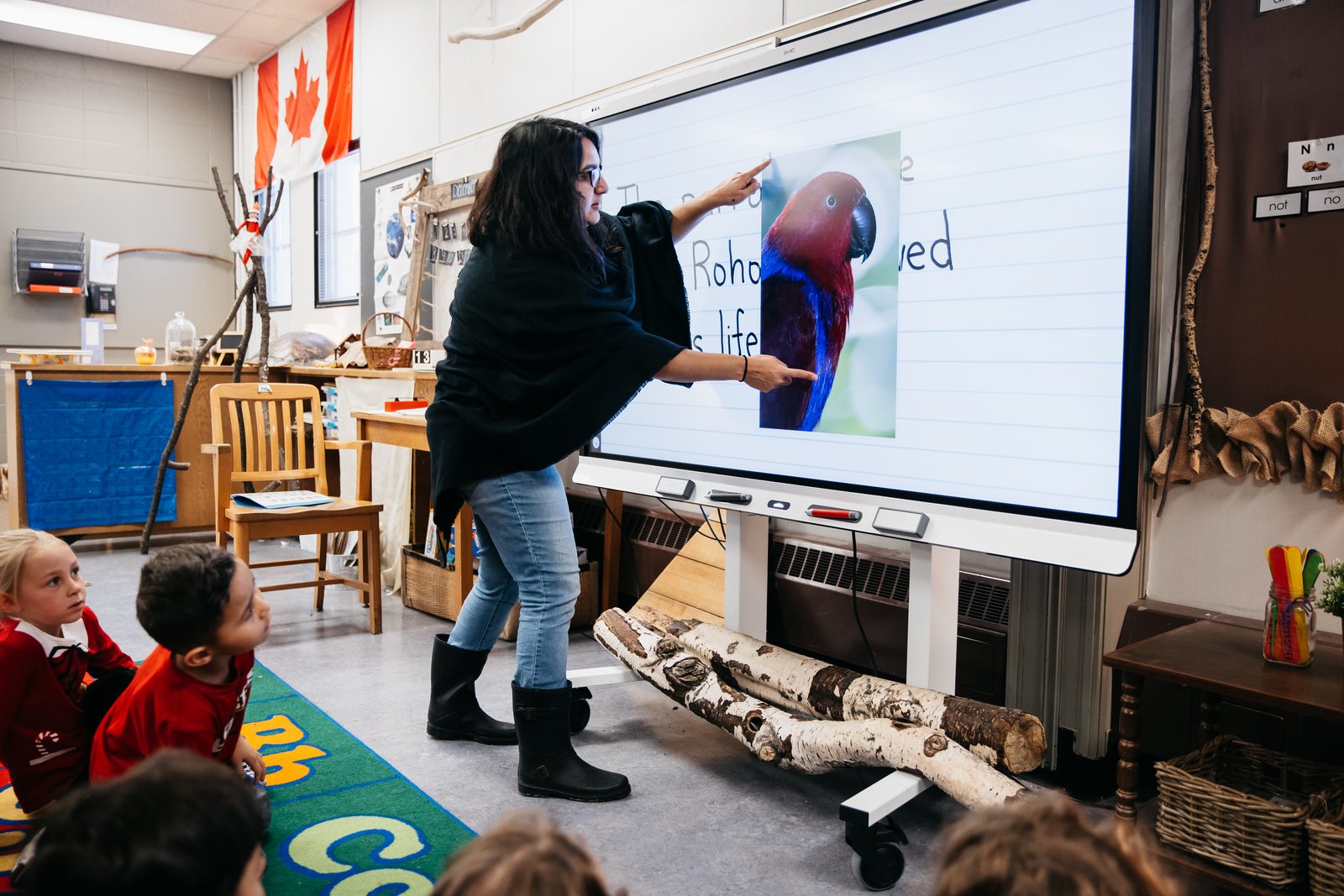 Primary classroom using a SMART interactive display