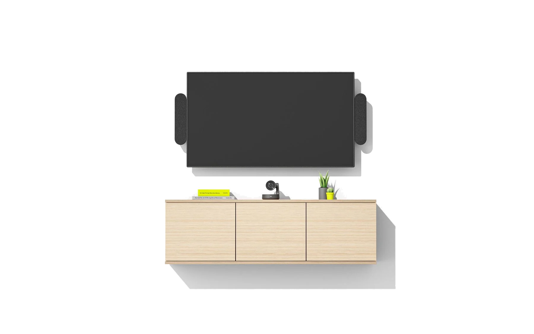 Screen, credenza and side speakers